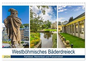 Westböhmisches Bäderdreieck – Karlsbad, Marienbad und Franzensbad (Wandkalender 2024 DIN A3 quer), CALVENDO Monatskalender von Viola,  Melanie