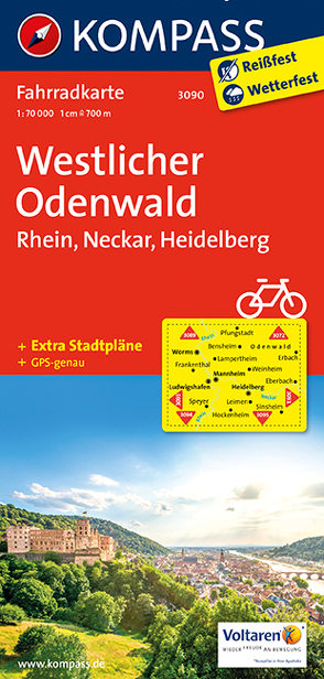 KOMPASS Fahrradkarte 3090 Westlicher Odenwald – Rhein – Neckar – Heidelberg 1:70.000