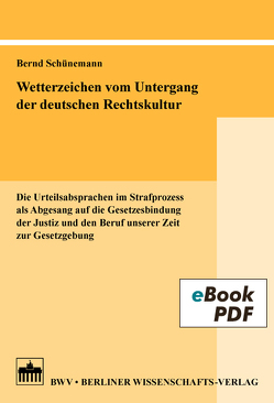 Wetterzeichen vom Untergang der deutschen Rechtskultur von Schünemann,  Bernd