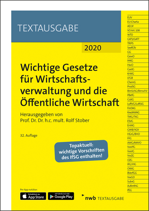 Wichtige Gesetze für Wirtschaftsverwaltung und die Öffentliche Wirtschaft von Stober,  Rolf