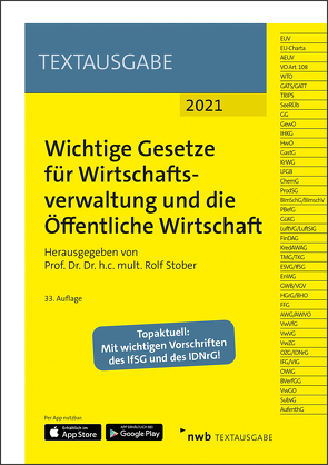 Wichtige Gesetze für Wirtschaftsverwaltung und die Öffentliche Wirtschaft von Stober,  Rolf