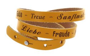 Wickelarmband Leder „Liebe, Freude, Frieden, Geduld“