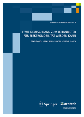 Wie Deutschland zum Leitanbieter für Elektromobilität werden kann von Acatech - Deutsche Akademie der Technikwissenschaften