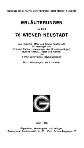 Wiener Neustadt von Boroviczeny,  Franz, Brix,  Friedrich, Fuchs,  Gerhard, Plöchinger,  Benno, Trimmel,  Hubert