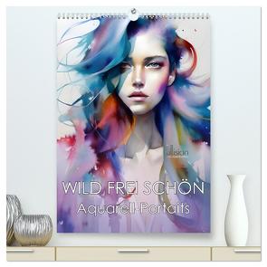 WILD FREI SCHÖN Aquarell-Portraits (hochwertiger Premium Wandkalender 2024 DIN A2 hoch), Kunstdruck in Hochglanz von Allgaier (www.ullision.de),  Ulrich