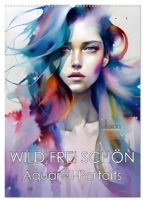 WILD FREI SCHÖN Aquarell-Portraits (Wandkalender 2024 DIN A2 hoch), CALVENDO Monatskalender von Allgaier (www.ullision.de),  Ulrich