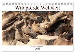 Wildpferde Weltweit (Tischkalender 2024 DIN A5 quer), CALVENDO Monatskalender von Heepmann - www.Karo-Fotos.de,  Karolin