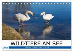 WILDTIERE AM SEE (Tischkalender 2024 DIN A5 quer), CALVENDO Monatskalender von boeTtchEr,  U