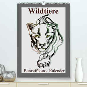 Wildtiere Bunstiftkunst-Kalender (Premium, hochwertiger DIN A2 Wandkalender 2022, Kunstdruck in Hochglanz) von Stanzer,  Elisabeth