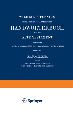 Wilhelm Gesenius’ Hebräisches und Aramäisches Handwörterbuch über das Alte Testament von Buhl,  Frants