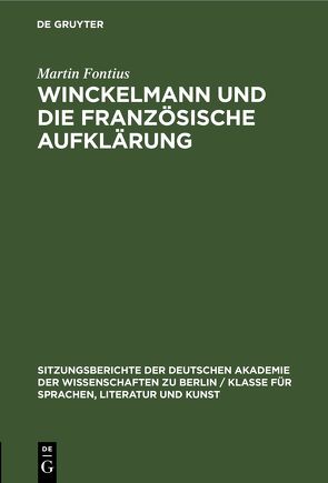 Winckelmann und die französische Aufklärung von Fontius,  Martin