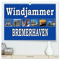 Windjammer – Bremerhaven (hochwertiger Premium Wandkalender 2024 DIN A2 quer), Kunstdruck in Hochglanz von Schwarz,  Sylvia