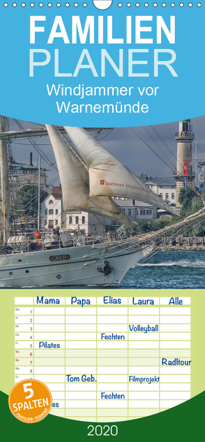 Windjammer vor Warnemünde – Familienplaner hoch (Wandkalender 2020 , 21 cm x 45 cm, hoch) von Morgenroth,  Peter