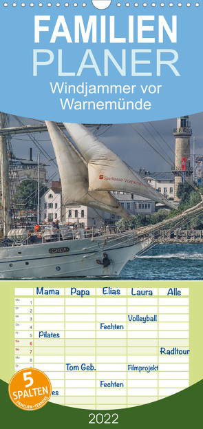 Familienplaner Windjammer vor Warnemünde (Wandkalender 2022 , 21 cm x 45 cm, hoch) von Morgenroth,  Peter