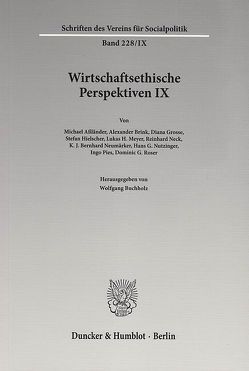 Wirtschaftsethische Perspektiven IX. von Buchholz,  Wolfgang