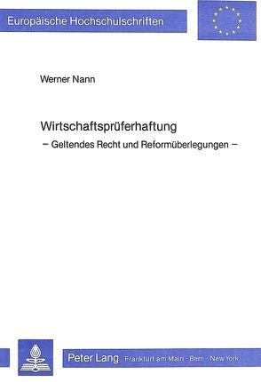 Wirtschaftsprüferhaftung von Nann,  Werner