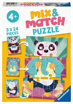 Ravensburger Kinderpuzzle – 05137 Mix&Match Witzige Tiere – Puzzle für Kinder ab 4 Jahren, mit 3×24 Teilen