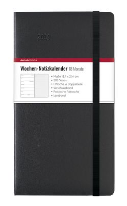 Wochen Notizkalender 18 Monate groß Black 2019 von ALPHA EDITION