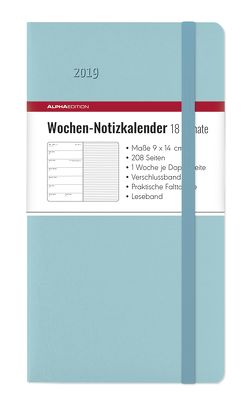 Wochen Notizkalender 18 Monate klein Azure 2019 von ALPHA EDITION