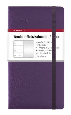 Wochen Notizkalender 18 Monate klein Violet 2019 von ALPHA EDITION