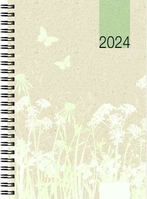 Wochenbuch Graspapier 2024 – 13,7×19,6 cm – 1 Woche auf 2 Seiten – robuster Kartoneinband – Wochenkalender – Noitzheft – 759-0640