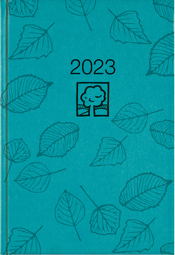 Wochenbuch türkis 2023 – Bürokalender 14,6×21 cm – 1 Woche auf 2 Seiten – 128 Seiten – mit Eckperforation – Notizbuch – Blauer Engel – 766-0717