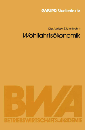 Wohlfahrtsökonomik von Blohm,  Dieter