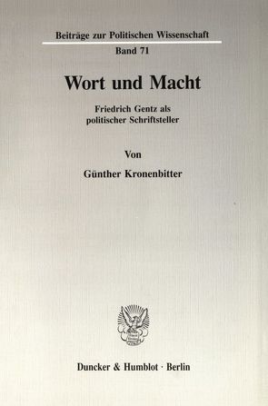 Wort und Macht. von Kronenbitter,  Günther