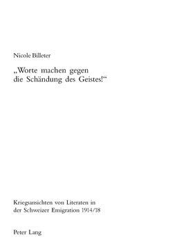 «Worte machen gegen die Schändung des Geistes!» von Billeter,  Nicole