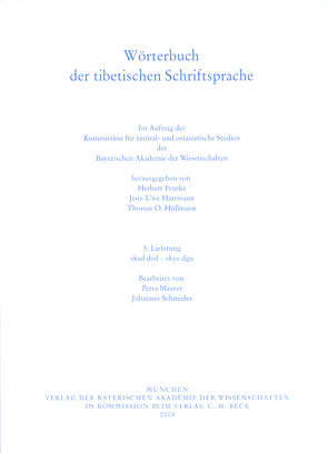 Wörterbuch der tibetischen Schriftsprache 5. Lieferung von Franke,  Herbert, Hartmann,  Jens-Uwe, Höllmann,  Thomas O, Kommission für zentral- und ostasiatische Studien der Bayerischen Akademie der Wissenschaften, Maurer,  Petra, Schneider,  Johannes