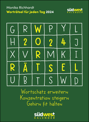 Worträtsel 2024 – Wortschatz erweitern, Konzentration steigern, Gehirn fit halten – Tagesabreißkalender zum Aufstellen oder Aufhängen von Richhardt,  Monika