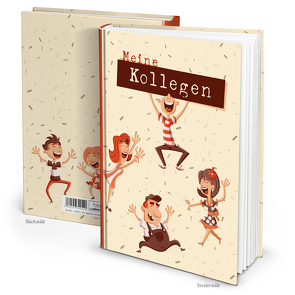 XXL Kollegenbuch „Lustige Männchen“ beige braun (Hardcover A5, Blankoseiten)