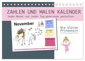 Zahlen und Malen Kalender mit der kleinen Prinzessin (Tischkalender 2024 DIN A5 quer), CALVENDO Monatskalender von dmr,  steckandose, 