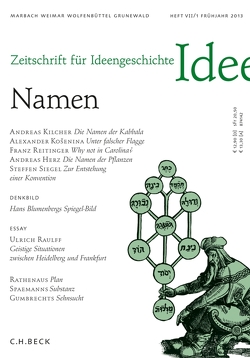 Zeitschrift für Ideengeschichte Heft VII/1 Frühjahr 2013 von Herz,  Andreas, Kilcher,  Andreas, Košenina,  Alexander, Rahden,  Wolfert von, Raulff,  Ulrich, Reitinger,  Franz, Siegel,  Steffen, Sommer,  Andreas Urs