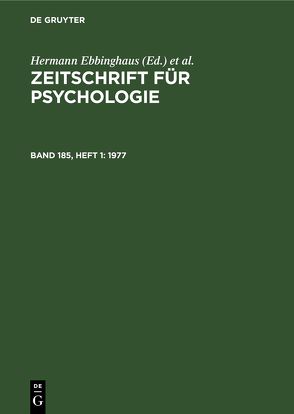 Zeitschrift für Psychologie / 1977 von Hacker,  W.