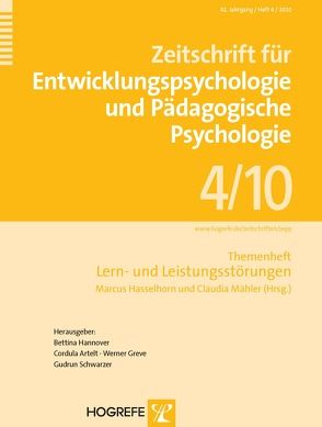 Zeitschrift für Entwicklungspsychologie und Pädagogische Psychologie von Hasselhorn,  Marcus, Mähler,  Claudia