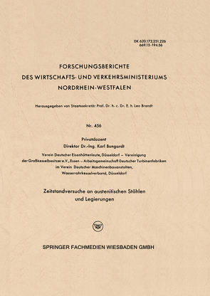 Zeitstandversuche an austenitischen Stählen und Legierungen von Bungardt,  Karl