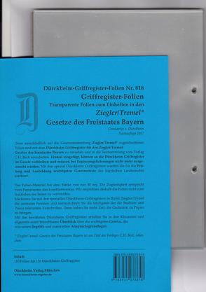 DürckheimRegister®-FOLIEN ZIEGLER/TREMEL Gesetze des Freistaates Bayern von Dürckheim,  Constantin von