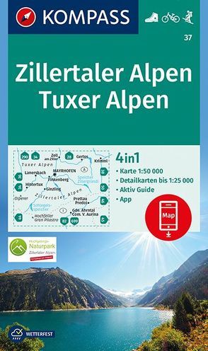 KOMPASS Wanderkarte Zillertaler Alpen, Tuxer Alpen von KOMPASS-Karten GmbH