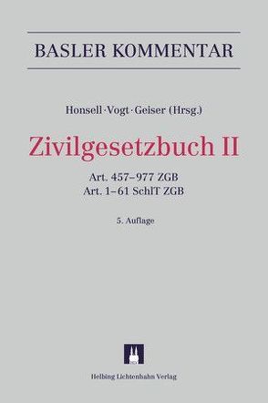 Zivilgesetzbuch II von Bauer,  Thomas, Bessenich,  Balthasar, Bösch,  René, Breitschmid,  Peter, Brogli,  Eduard, Brunner,  Christoph, Däppen,  Robert K., Ernst,  Wolfgang, Fankhauser,  Roland, Forni,  Rolando, Geiser,  Thomas, Giampaolo,  Davide, Gross,  Dominique, Grüninger,  Harold, Guyer,  Rahel, Honsell,  Heinrich, Huguenin,  Claire, Huwiler,  Bruno, Isler,  Peter R., Jeitziner,  Roland, Jenny,  David, Keller Lüscher,  Katrin, Kley,  Andreas, Lardelli,  Flavio, Lehmann,  Urs, Leu,  Daniel, Lüchinger,  Adolf, Mooser,  Michel, Müller,  Roland M, Petitpierre,  Etienne, Piatti,  Giorgio, Rampini,  Corrado, Reusser,  Ruth E., Rey,  Heinz, Schaufelberger,  Peter Carl, Schmid,  Jürg, Schmid-Tschirren,  Christina, Schulin,  Hermann, Schwander,  Ivo, Staehelin,  Daniel, Strebel,  Lorenz, Thurnherr,  Christoph, Vischer,  Markus, Vogt,  Nedim Peter, Wichtermann,  Jürg, Wiegand,  Wolfgang, Zogg,  Samuel