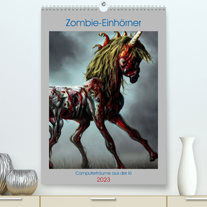 Zombie-Einhörner – Computerträume aus der KI (Premium, hochwertiger DIN A2 Wandkalender 2023, Kunstdruck in Hochglanz) von aka stine1,  Christine