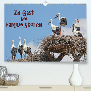 Zu Gast bei Familie Storch (Premium, hochwertiger DIN A2 Wandkalender 2023, Kunstdruck in Hochglanz) von GUGIGEI