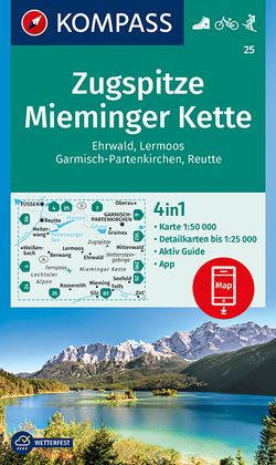 KOMPASS Wanderkarte 25 Zugspitze, Mieminger Kette, Ehrwald, Lermoos, Garmisch-Partenkirchen, Reutte 1:50.000 von KOMPASS-Karten GmbH