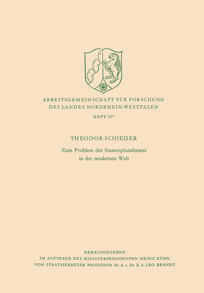 Zum Problem des Staatenpluralismus in der modernen Welt von Schieder,  Theodor