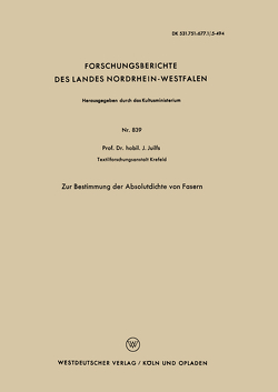 Zur Bestimmung der Absolutdichte von Fasern von Juilfs,  Johannes