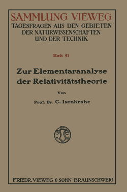 Zur Elementaranalyse der Relativitätstheorie von Isenkrahe,  Caspar