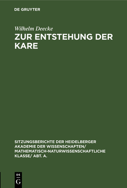 Zur Entstehung der Kare von Deecke,  Wilhelm