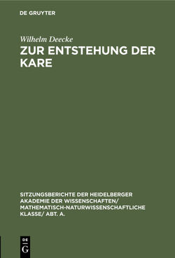 Zur Entstehung der Kare von Deecke,  Wilhelm