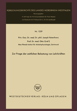 Zur Frage der zeitlichen Belastung von Lehrkräften von Rutenfranz,  Joseph