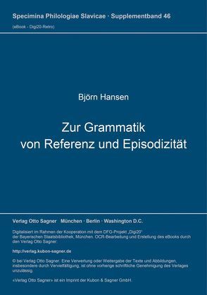 Zur Grammatik von Referenz und Episodizität von Hansen,  Björn